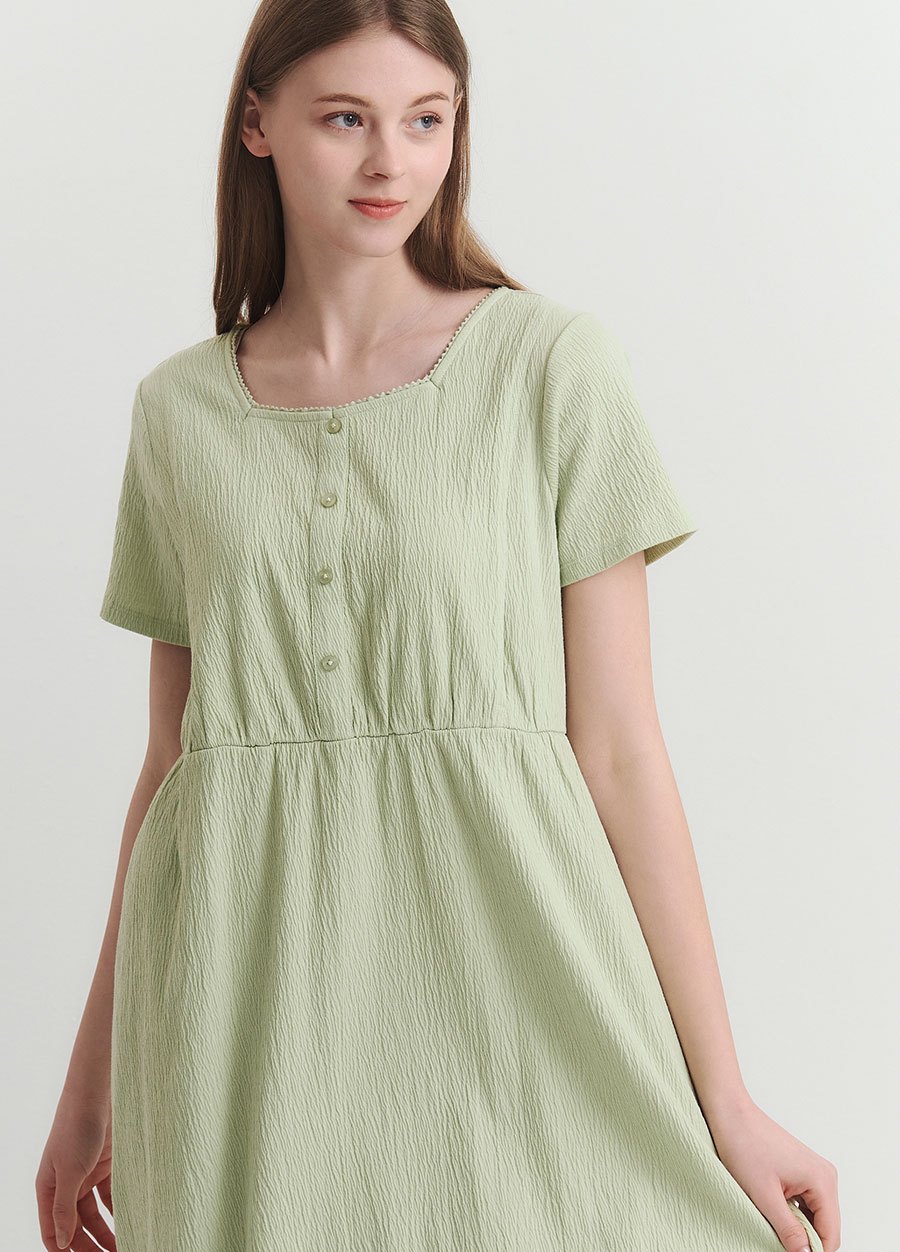 棉質泡泡孕哺居家洋裝