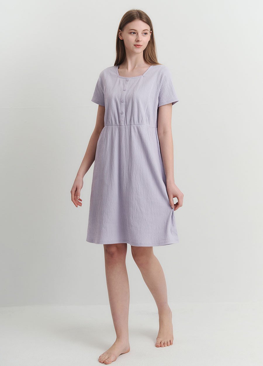 棉質泡泡孕哺居家洋裝