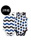 BABY Q彈棉質無袖包屁衣(2入)-點點/水波紋