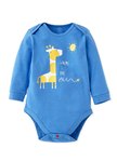 BABY Q彈棉質長袖包屁衣-長頸鹿