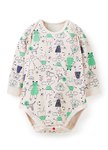 BABY Q彈棉質長袖包屁衣-童趣線條
