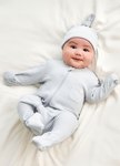 新生兒百褶羅紋雙拉鍊長袖連身衣(附帽子)