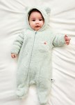 新生兒造型絨毛拉鍊長袖連身衣
