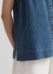 水洗牛仔無袖抽縐孕哺上衣