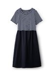 橫紋拼接假兩件孕哺洋裝