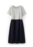 橫紋拼接假兩件孕哺洋裝
