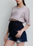 刷白抓破抽鬚牛仔孕婦短褲