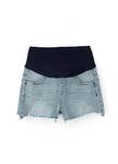 開岔抽鬚牛仔孕婦短褲