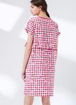 格紋櫻桃荷葉孕哺居家服組(洋裝+長褲)