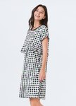 格紋櫻桃荷葉孕哺居家服組(洋裝+長褲)