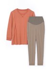 素色撞色孕哺居家服組