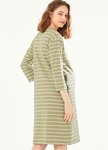 棉質條紋寬鬆孕哺居家洋裝