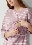 棉質條紋寬鬆孕哺居家洋裝