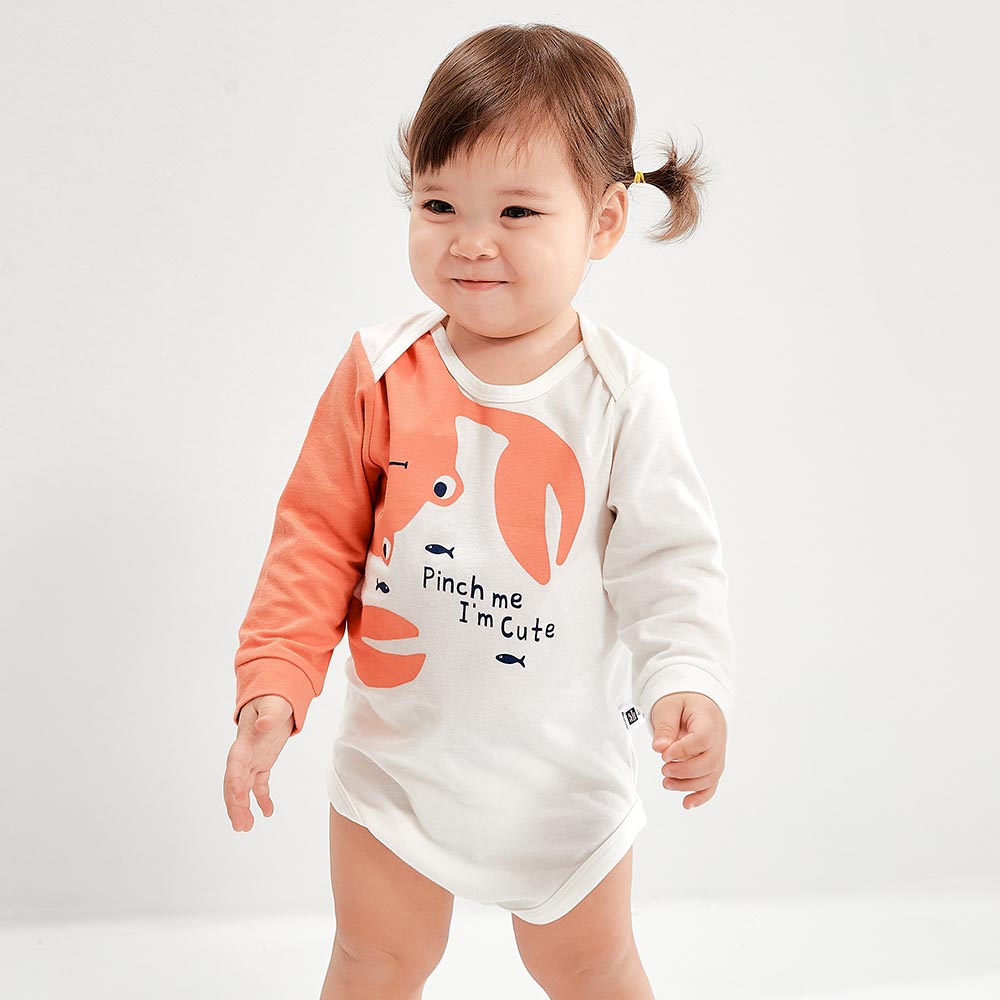BABY Q彈棉質長袖包屁衣-螃蟹