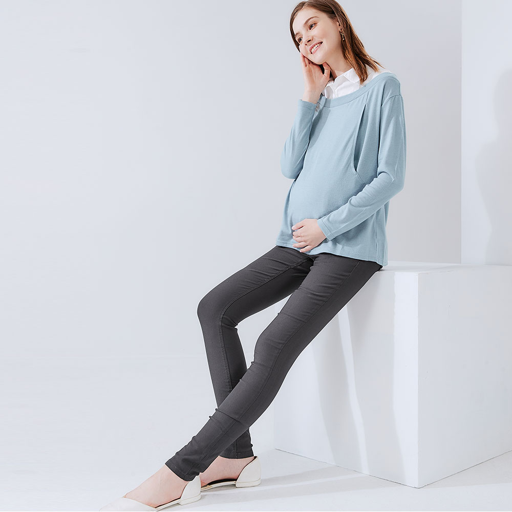 內磨毛彈力多色孕婦褲