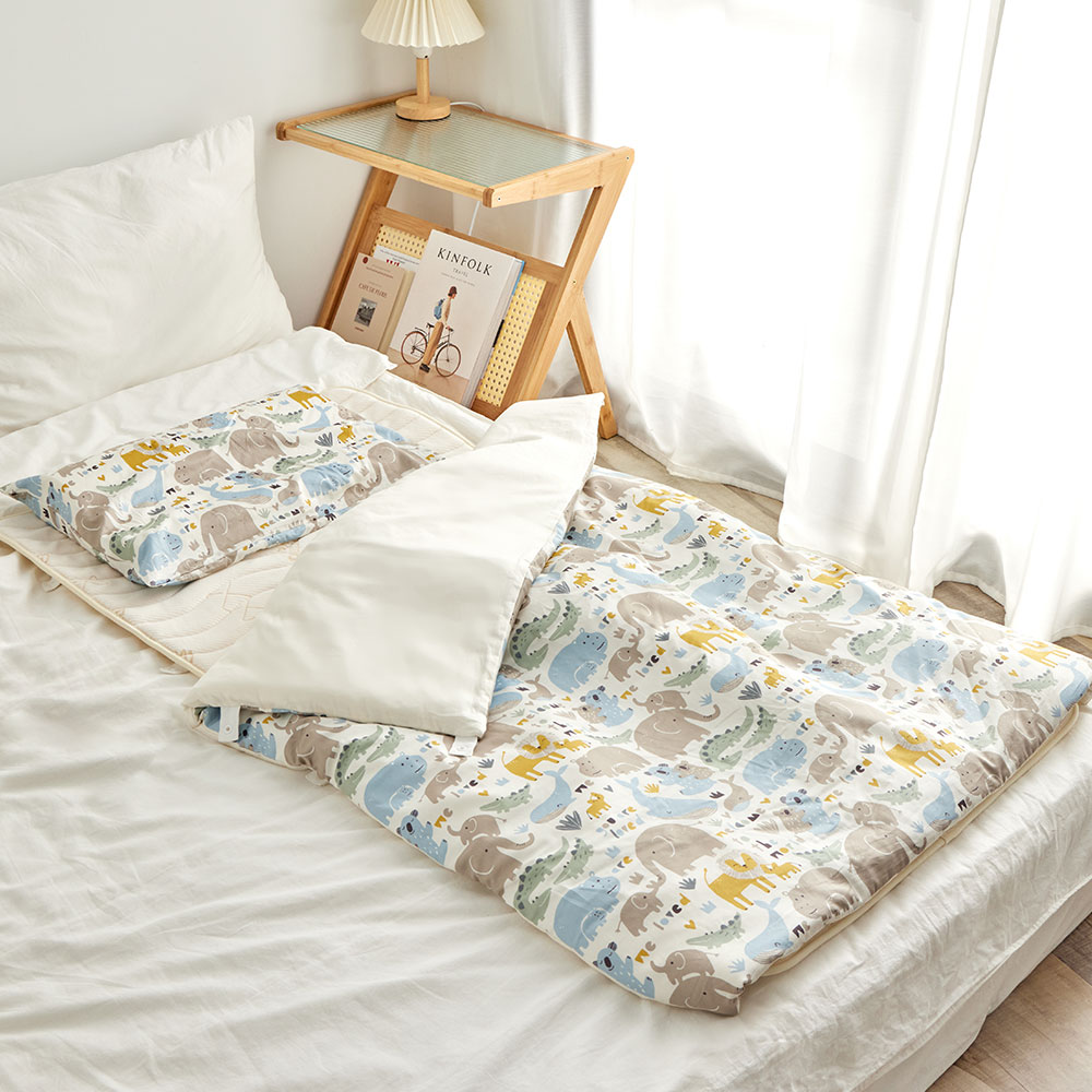睡袋組-安撫涼被(調溫/抗菌)-親子動物園