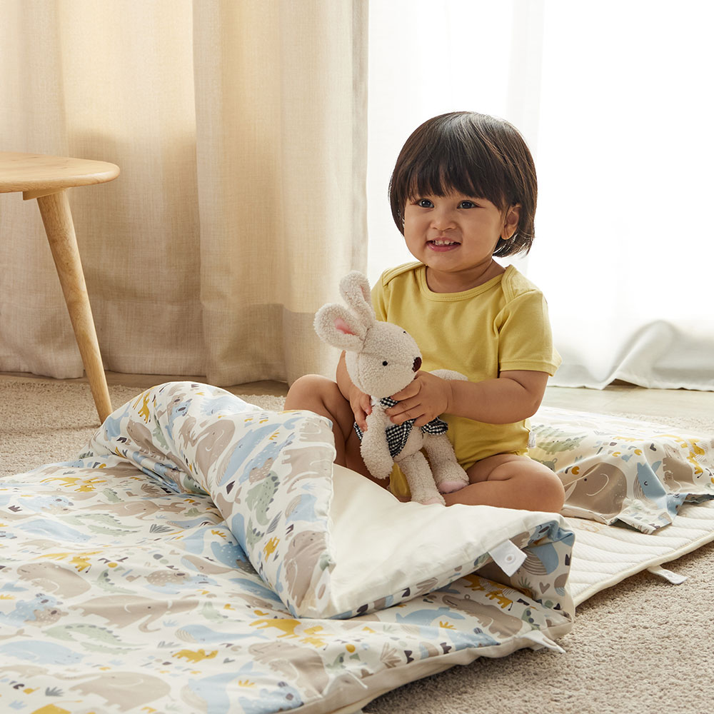 睡袋組-安撫涼被(調溫/抗菌)-親子動物園