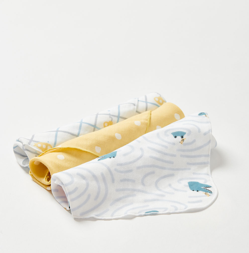 純棉3+3層紗口水巾(雙層3入)