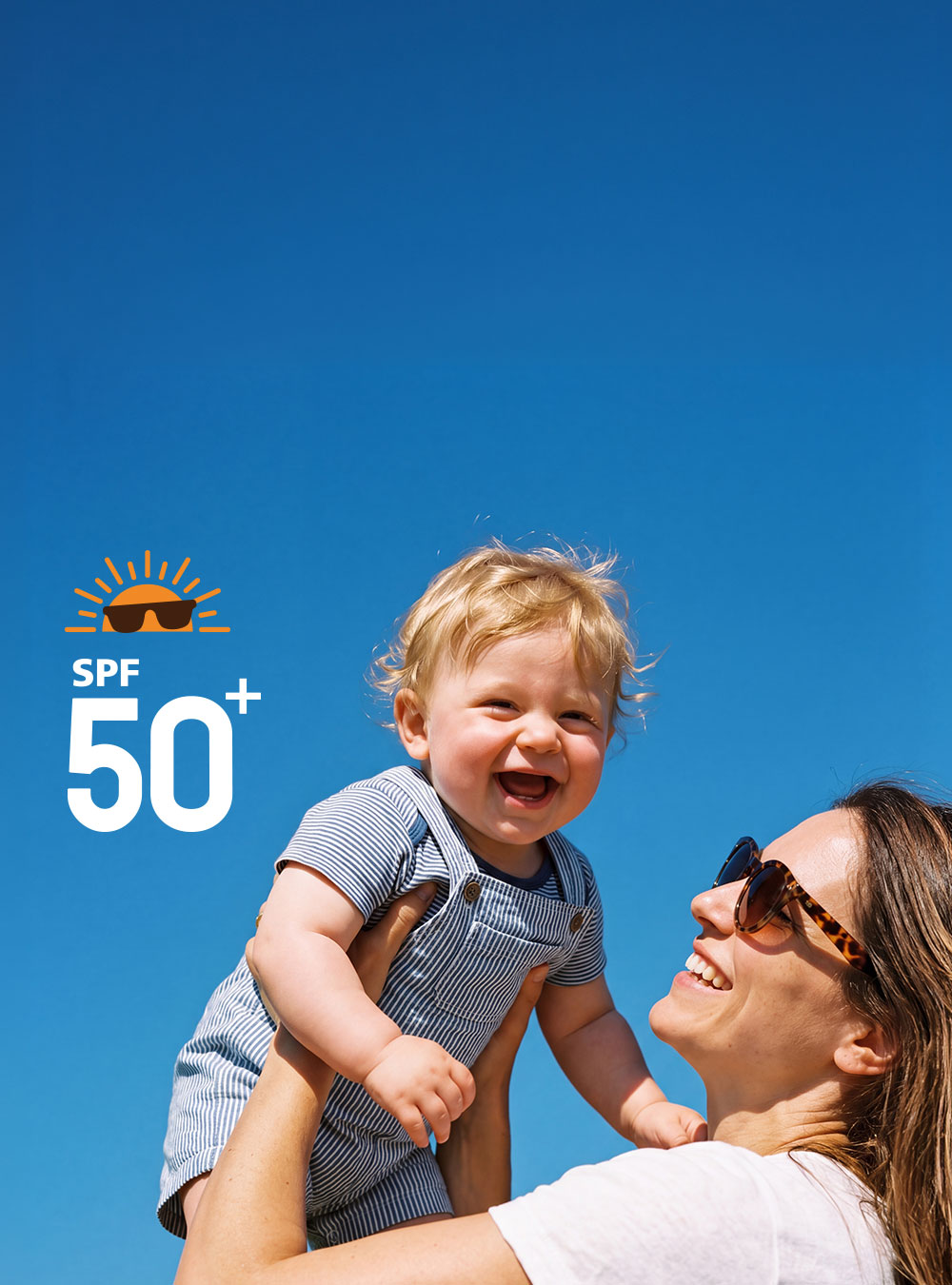 Mamaway嬰兒低敏輕透物理防曬乳 Baby Mineral Sunscreen SPF50+ PA+++ 主視覺，100% 物理防曬與 UVA UVB 日常防護