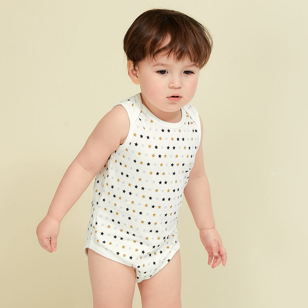 BABY Q彈純棉無袖包屁衣(2入)-星星 BABY Q彈純棉無袖包屁衣(2入)-星星