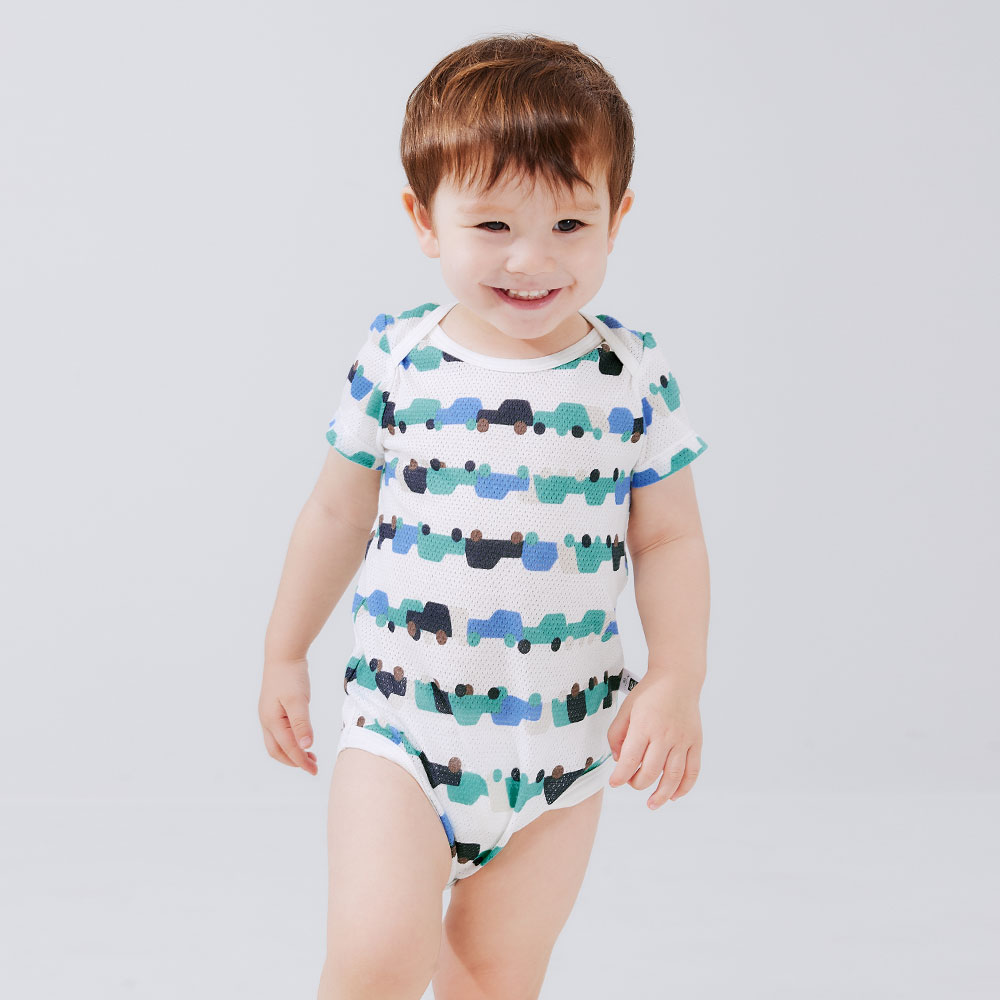 BABY 純棉網眼包屁衣(2入)-車車 BABY 純棉網眼包屁衣(2入)-車車