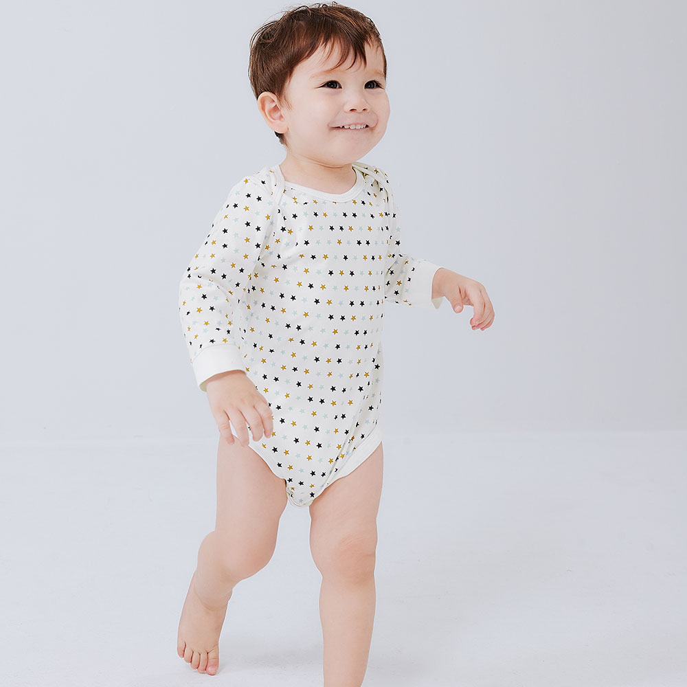 BABY Q彈純棉長袖包屁衣(2入)-星星 BABY Q彈純棉長袖包屁衣(2入)-星星