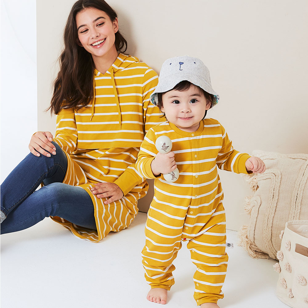 BABY 長袖連身衣)-條紋 BABY 長袖連身衣)-條紋