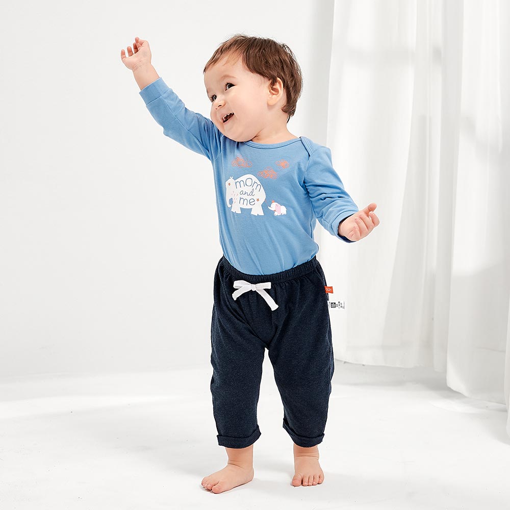 BABY迪士尼Q彈棉質長袖包屁衣-親子小飛象 BABY迪士尼Q彈棉質長袖包屁衣-親子小飛象