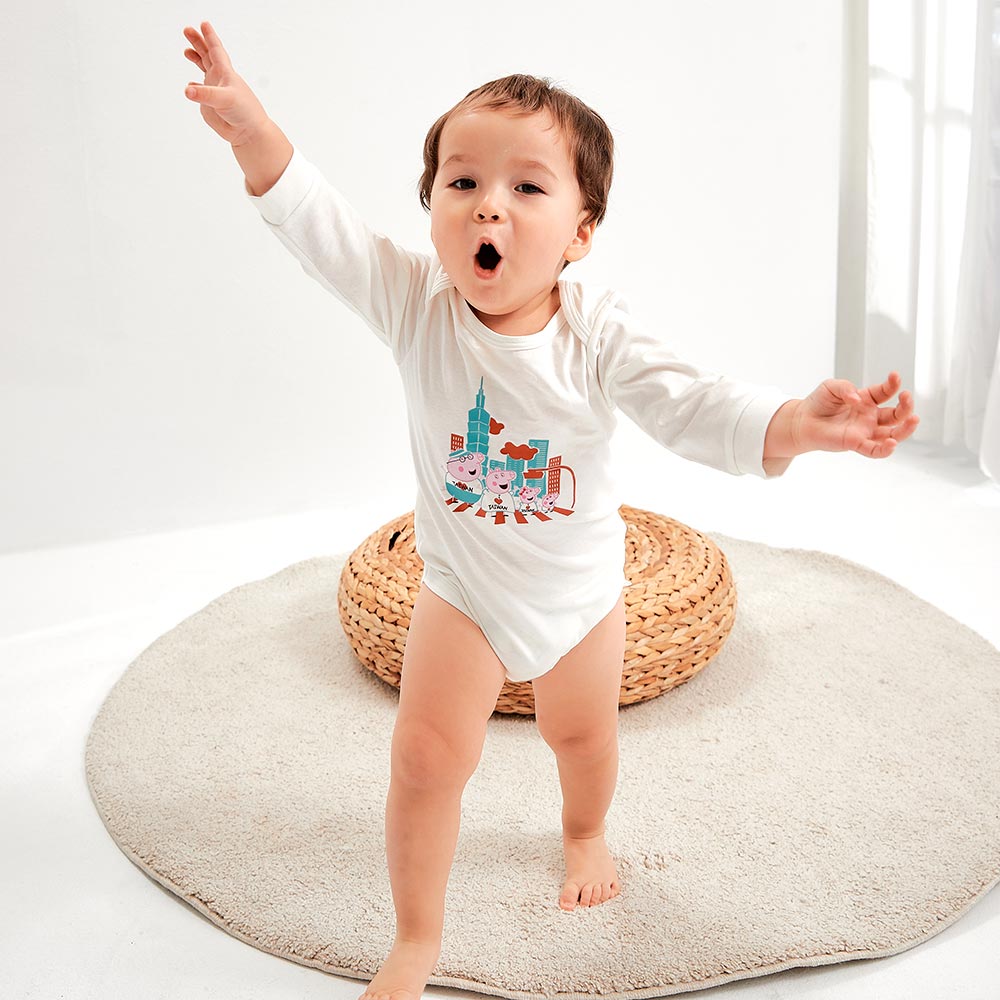BABY 佩佩豬Q彈棉質長袖包屁衣-愛台灣family BABY 佩佩豬Q彈棉質長袖包屁衣-愛台灣family