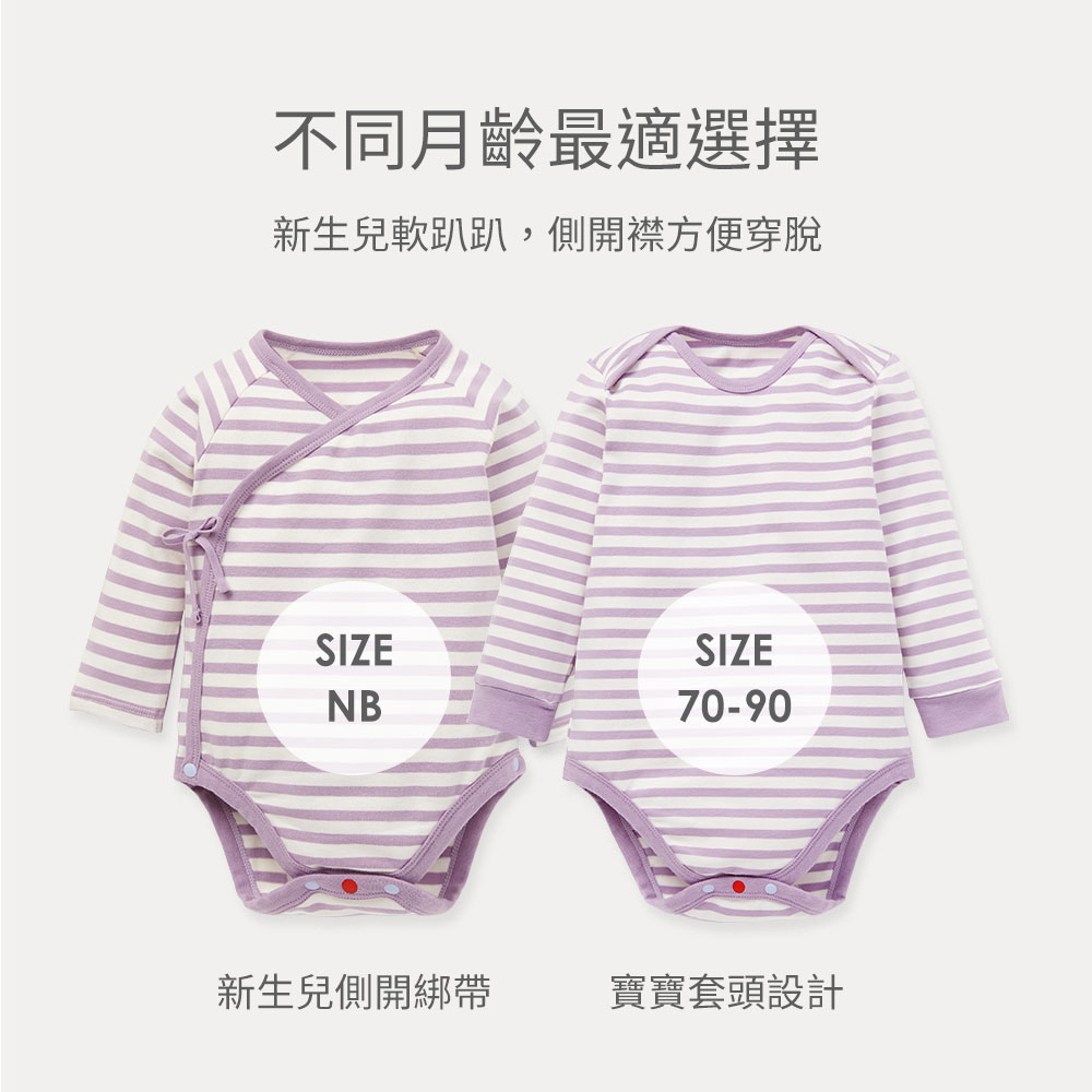 BABY Q彈棉質長袖包屁衣(2入)-芋圓 BABY Q彈棉質長袖包屁衣(2入)-芋圓
