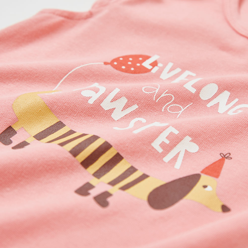 BABY Q彈荷葉連身包屁衣-臘腸狗