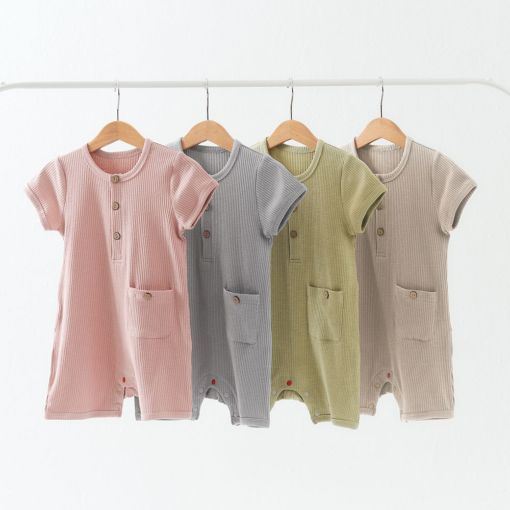 BABY 坑條連身包屁衣