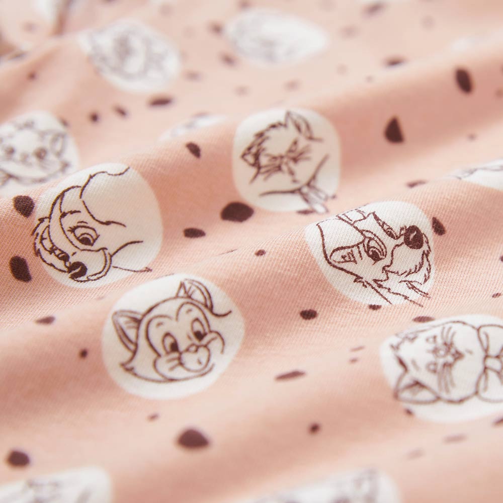 BABY 迪士尼Q彈棉質長袖包屁衣-點點貓狗