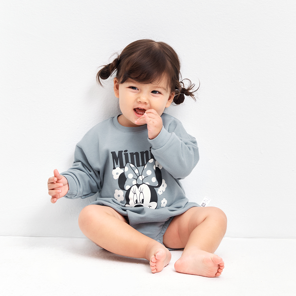 BABY迪士尼毛圈寬鬆包屁衣-花朵米妮