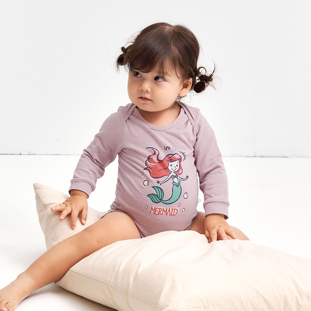 BABY 迪士尼蓄熱保溫長袖包屁衣-小美人魚