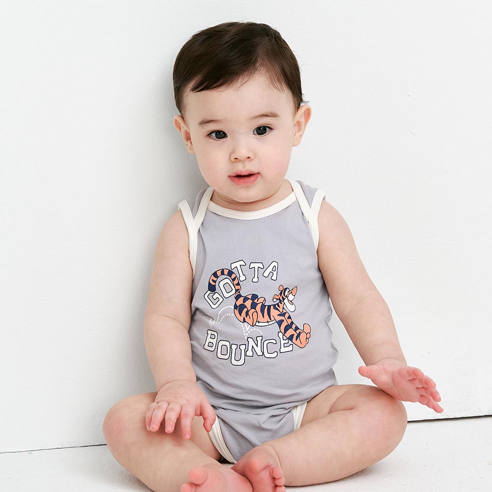 BABY 迪士尼Q彈棉質無袖包屁衣-跳跳虎