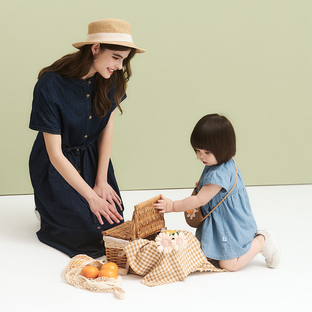 水洗牛仔襯衫孕哺洋裝(兩穿)