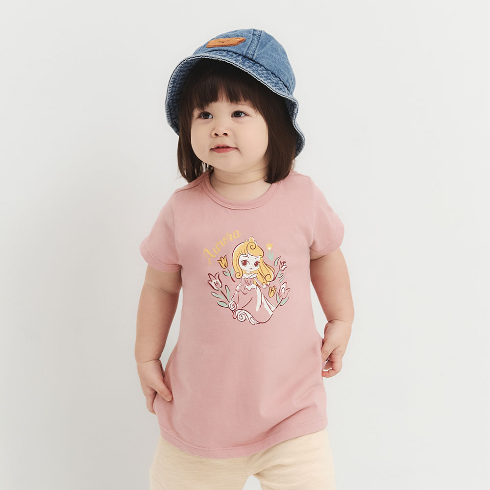 BABY 迪士尼棉質長版印花T恤-公主系列