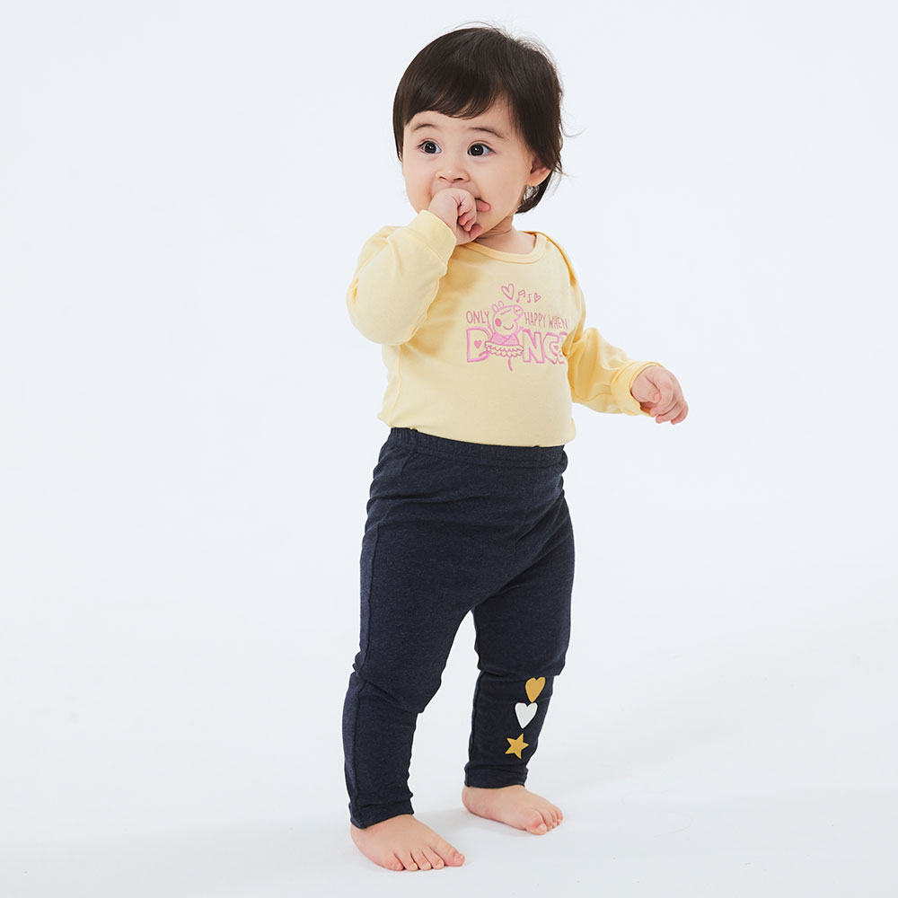 :嬰幼兒 Q彈棉質反摺長褲-星星