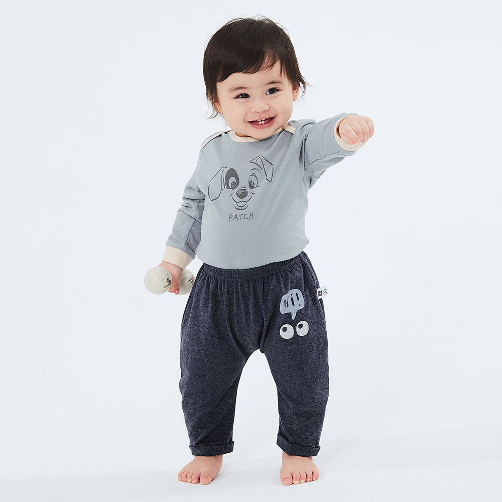 嬰幼兒 Q彈棉質反摺長褲-大眼睛 嬰幼兒 Q彈棉質反摺長褲-大眼睛