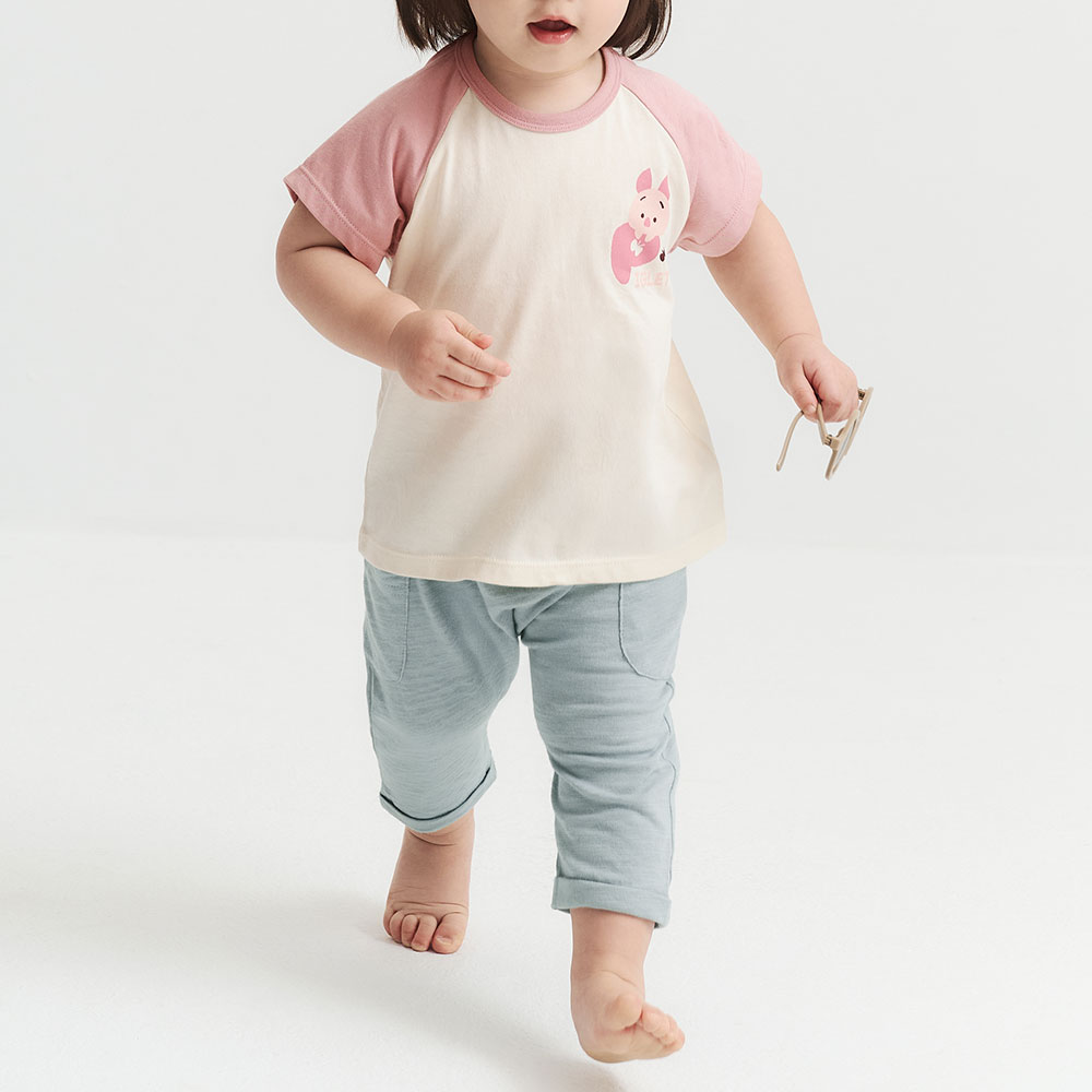 BABY 竹節棉反摺長褲