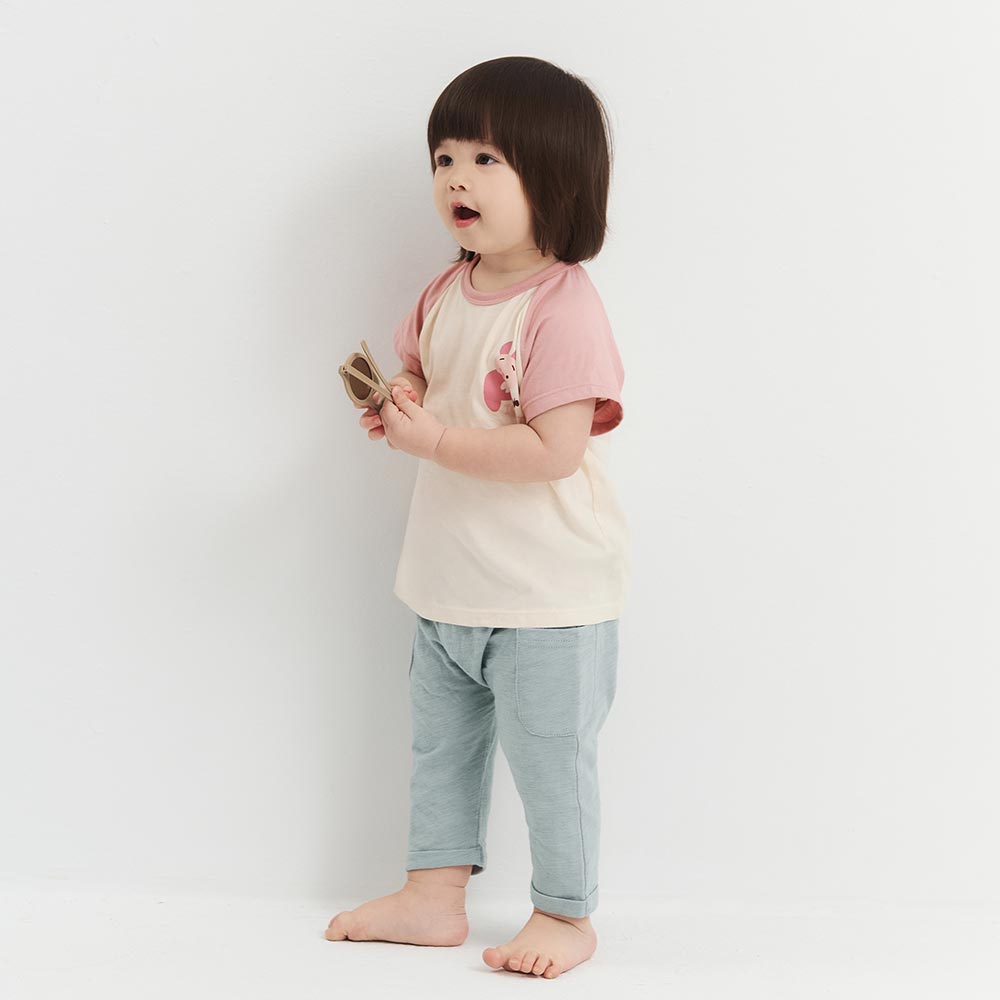 BABY 竹節棉反摺長褲