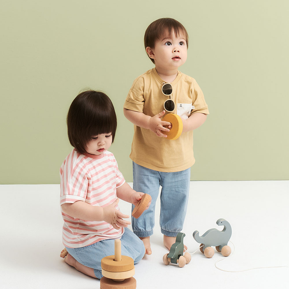 BABY 涼爽牛仔束口褲
