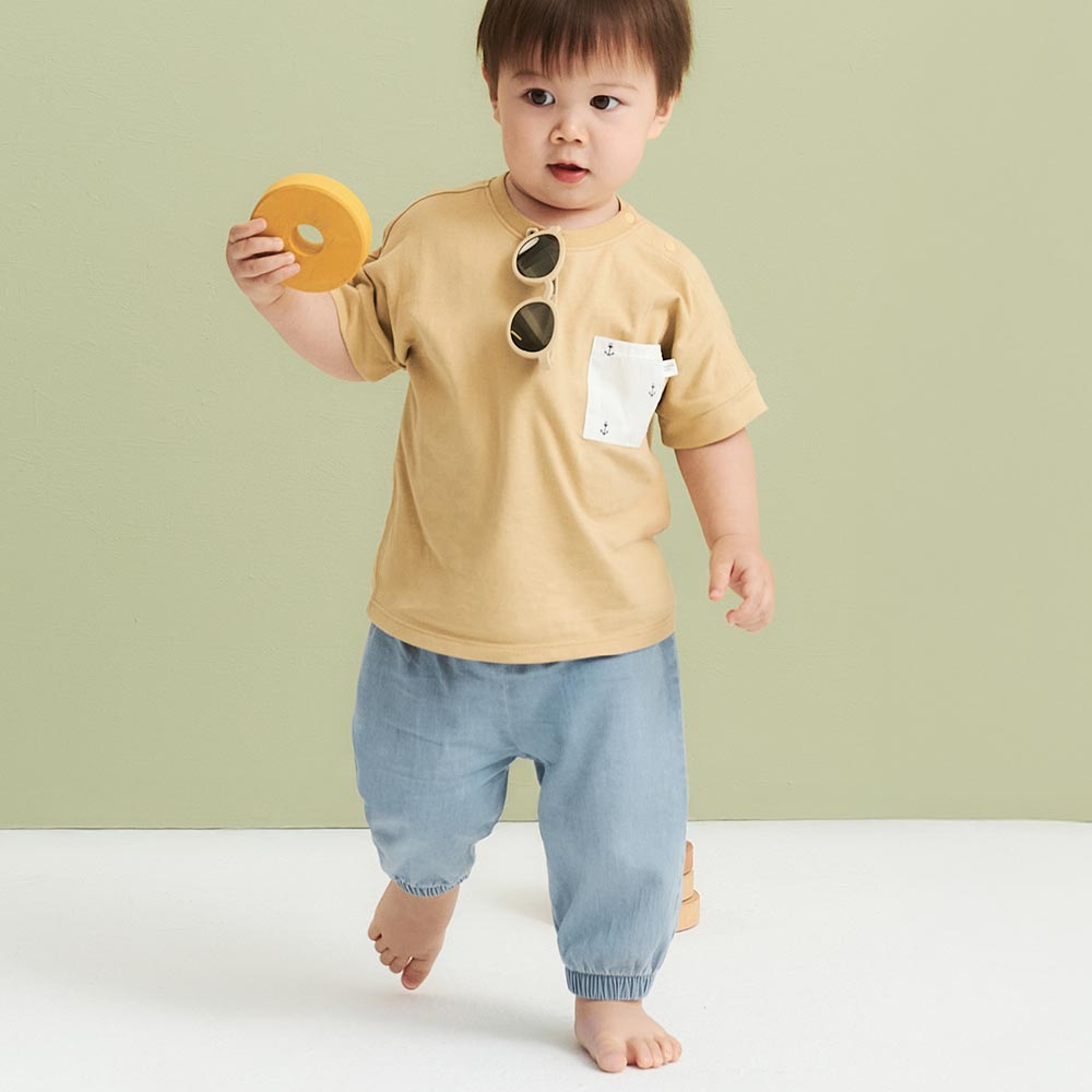 BABY 涼爽牛仔束口褲