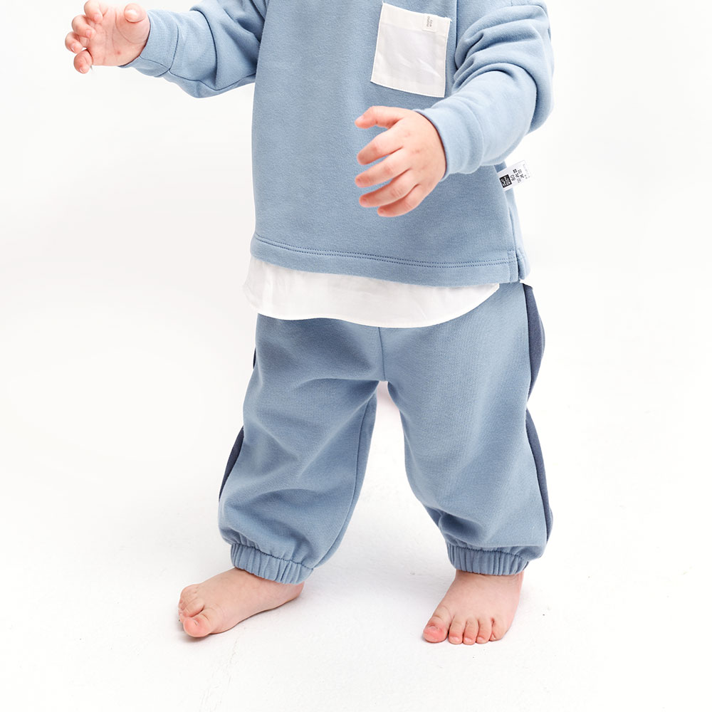 BABY撞色剪接束口褲