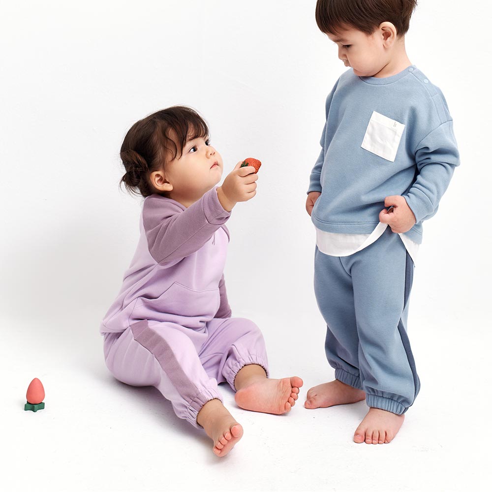 BABY撞色剪接束口褲