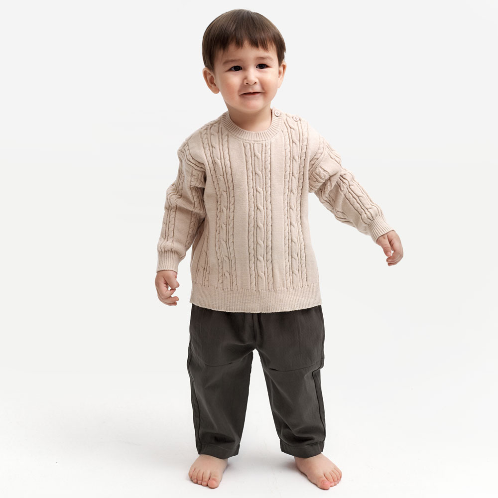 BABY 剪接錐形褲