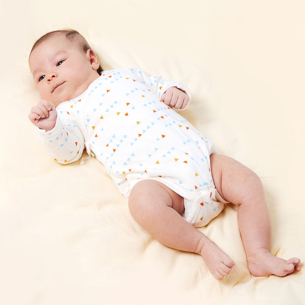 新生兒 Q彈棉質長袖包屁衣(2入)-幾何三角 新生兒 Q彈棉質長袖包屁衣(2入)-幾何三角