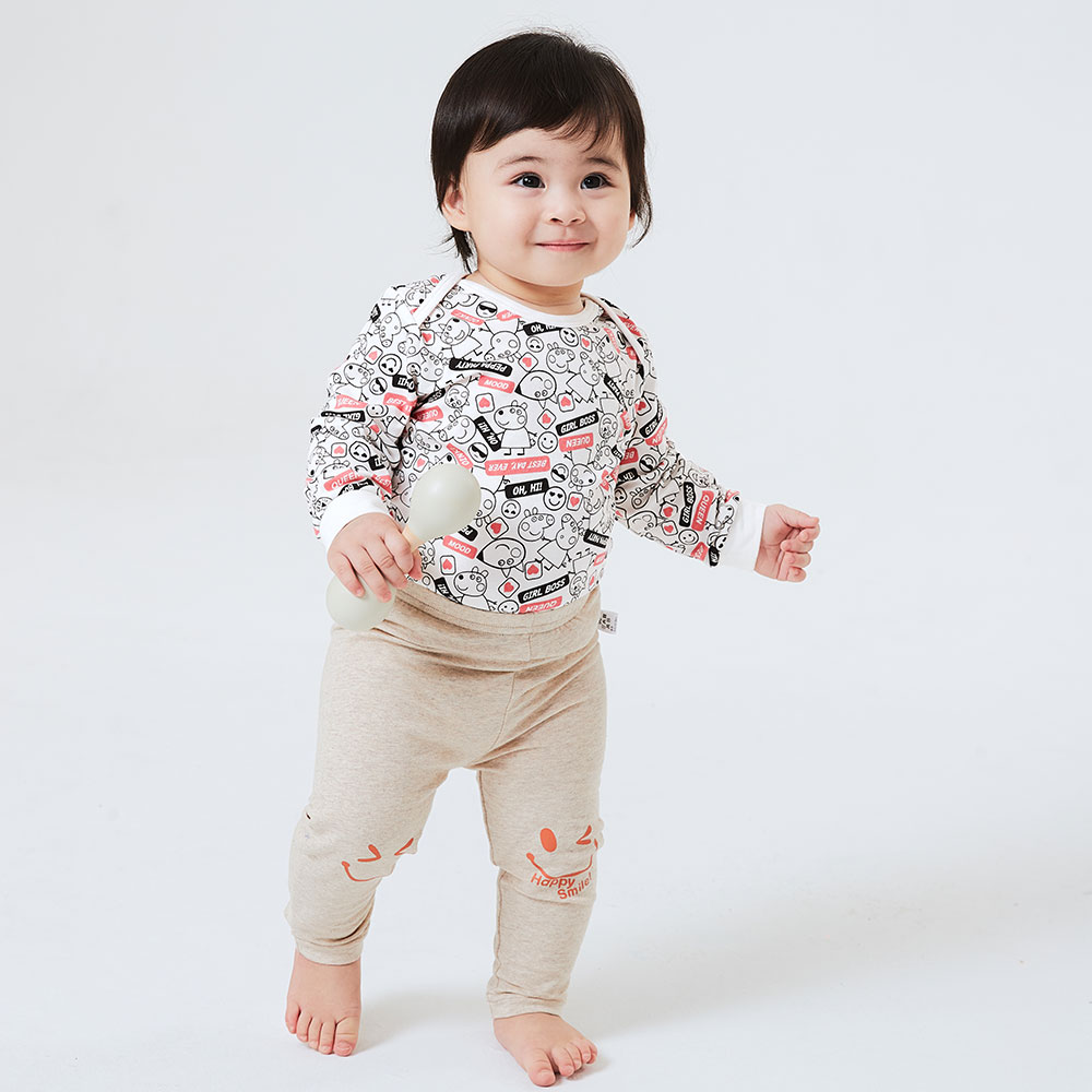 BABY Q彈棉質長袖包屁衣(2入)-標籤佩佩豬 BABY Q彈棉質長袖包屁衣(2入)-標籤佩佩豬