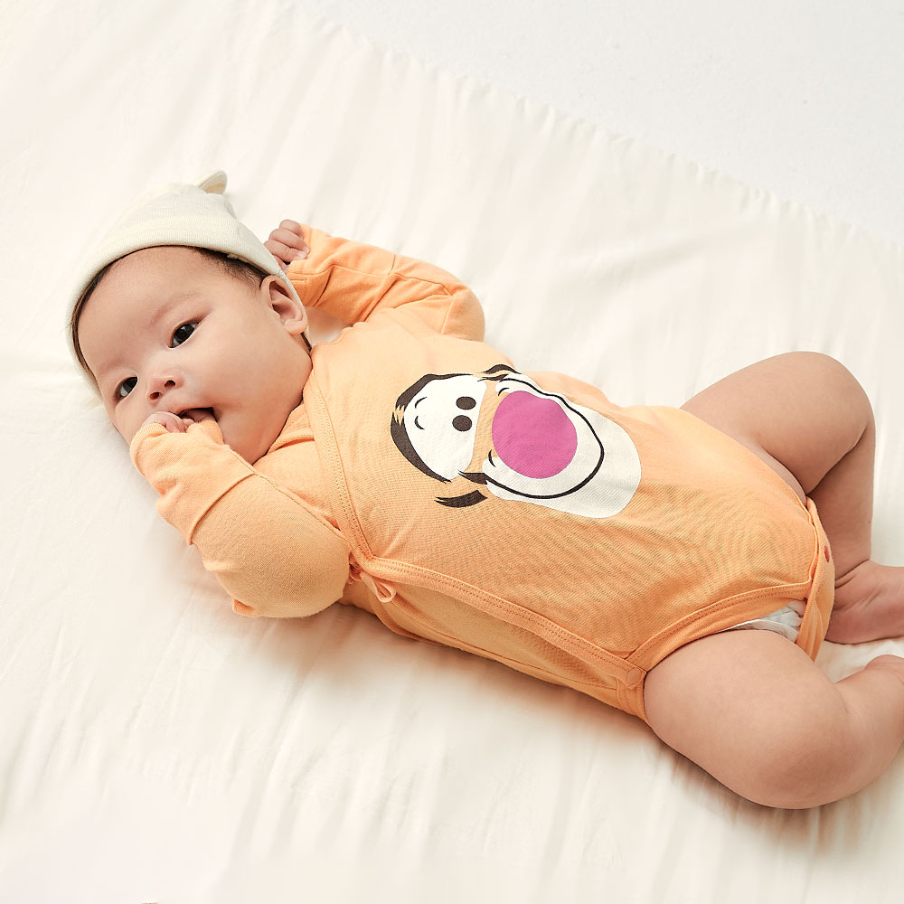 新生兒 迪士尼Q彈棉質長袖包屁衣-跳跳虎 新生兒 迪士尼Q彈棉質長袖包屁衣-跳跳虎